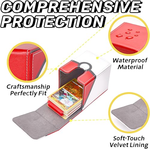 Miniatura 4 de LARENNT Paquete de 2 cajas de cartas para PTCG, MTG, YuGiOh  Se adapta a más de 100 tarjetas con funda por caja de mazo MTG  Caja de cuero TCG con 2