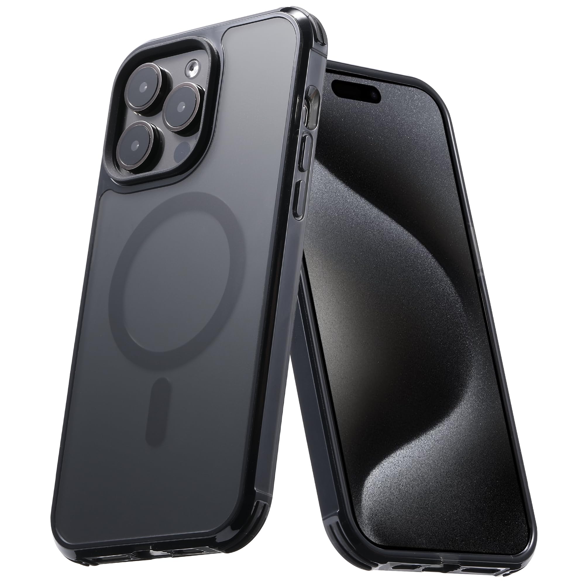 for iPhone 15 Pro Max Bumper case Fits MagSafe 15FT Drop Resistant Skin Friendly Feeling Heavy Duty Shockproof Back Cover Fits iPhone 15 Pro Max Phone Cases 6.7",Black