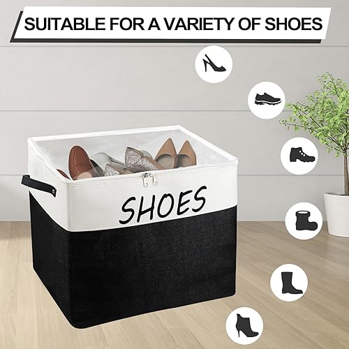 Miniatura 5 de Organizador grande de almacenamiento de zapatos de entrada, cesta de zapatos para entrada con cubierta transparente, caja plegable para zapatos,