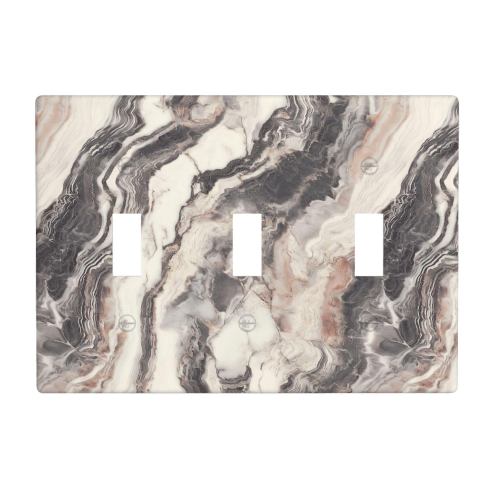 Marble Stone Texture Pattern Light Switch Covers 3 Gang Triple Toggle Wall Plate Switchplate Electrical Faceplate for Bathroom Kitchen Bedroom Decor
