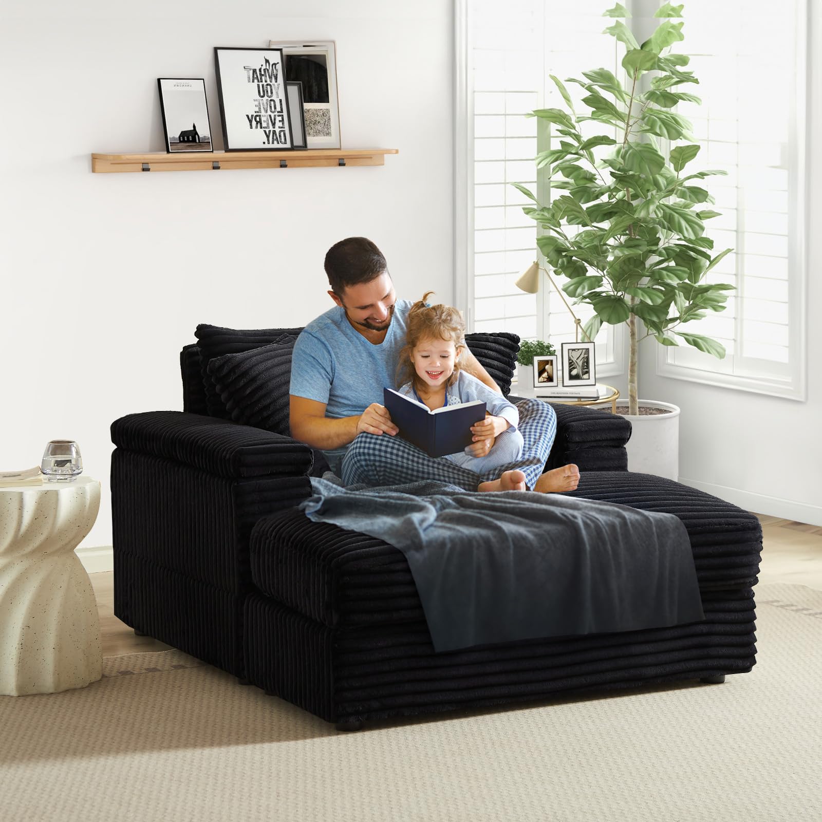 Amazon.com: Oversized Cozy Chaise Lounge Chair Indoor with Ottoman