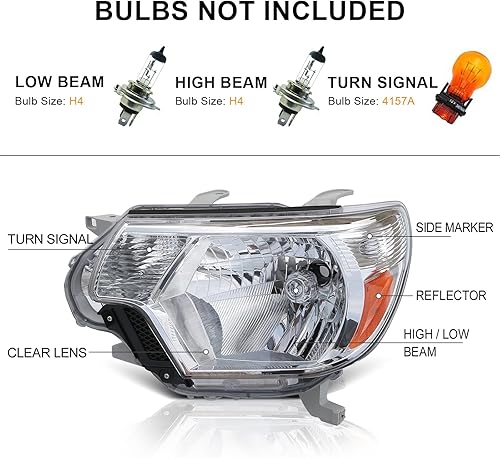 Miniatura 4 de Dreenfl Conjunto de faros delanteros antiempañamiento aptos para Toyota Tacoma 12 13 14 2015 2012 2013 2015 Tacoma 12 13 14 15 Tacoma luz delantera