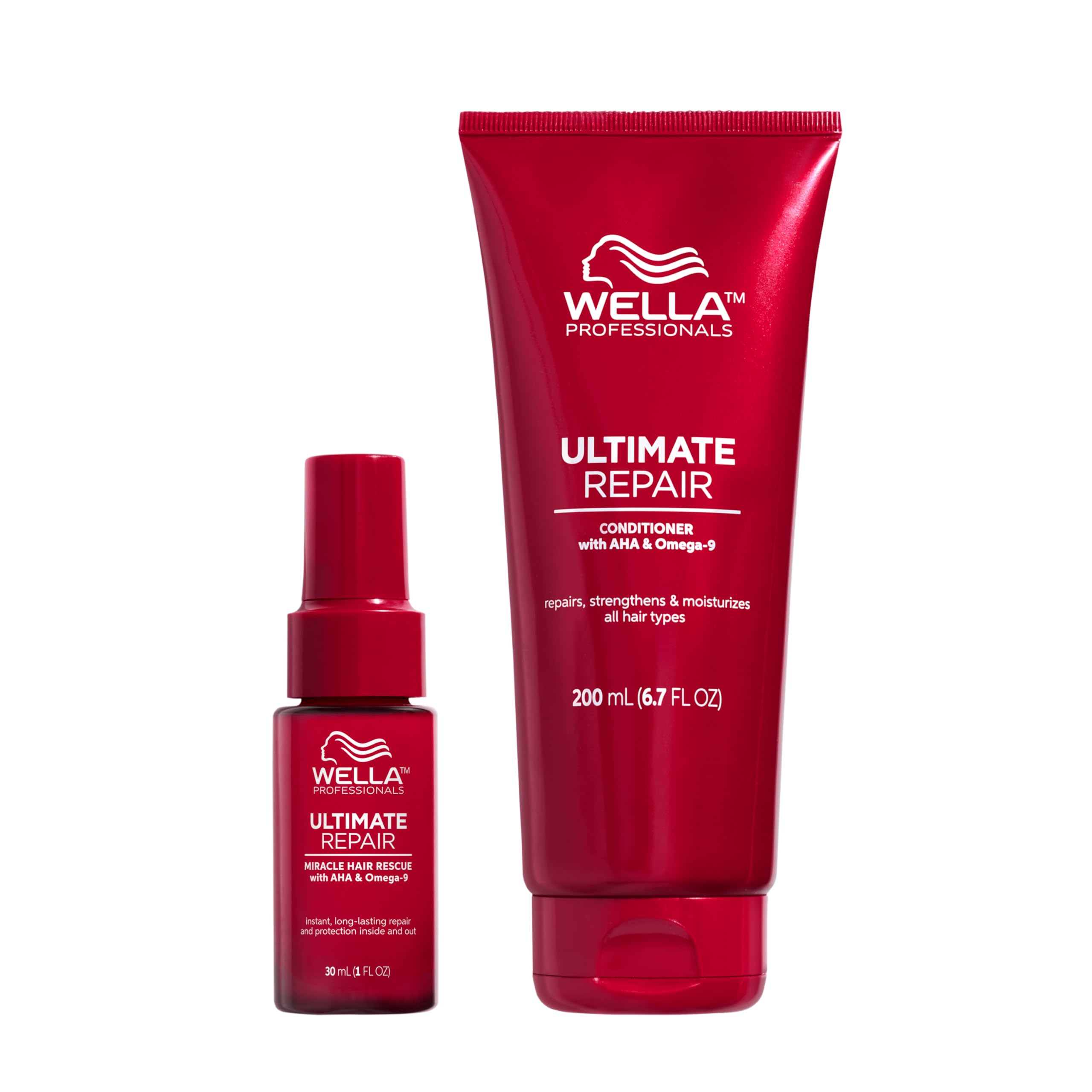Wella Professionals ULTIMATE REPAIR Après-shampooing nourrissant pour cheveux abîmés + Miracle Conditioner, soin réparateur sans rinçage pour cheveux abîmés 200 ml + 30 ml