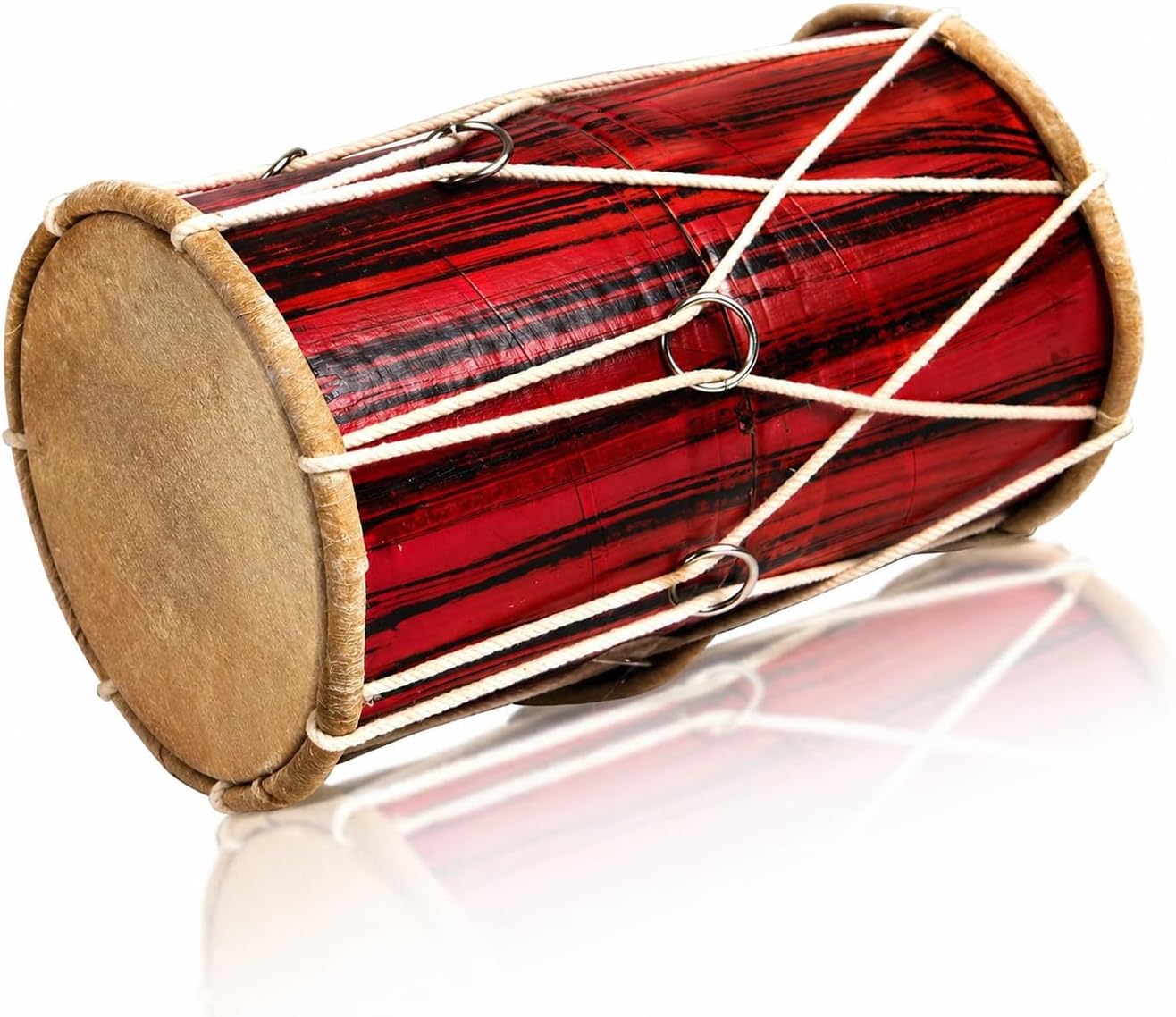 Small 10 x 6 Inch Compact Dholak Drum Set, Handmade Wood & Leather Classical Indian Hand Percussion Drums, World Musical Instruments Punjabi Tabla Dhol Dholki For Decor & Travel Gift For Music Lovers