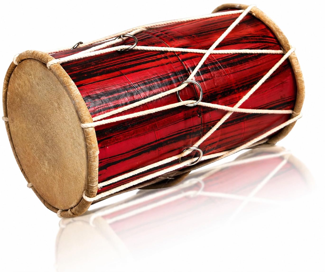 Small 25 x 15 cm Compact Dholak Drum Set, Handmade Wood & Leather Classical Indian Hand Percussion Drums, World Musical Instruments Punjabi Tabla Dhol Dholki For Decor & Travel Gift For Music Lovers