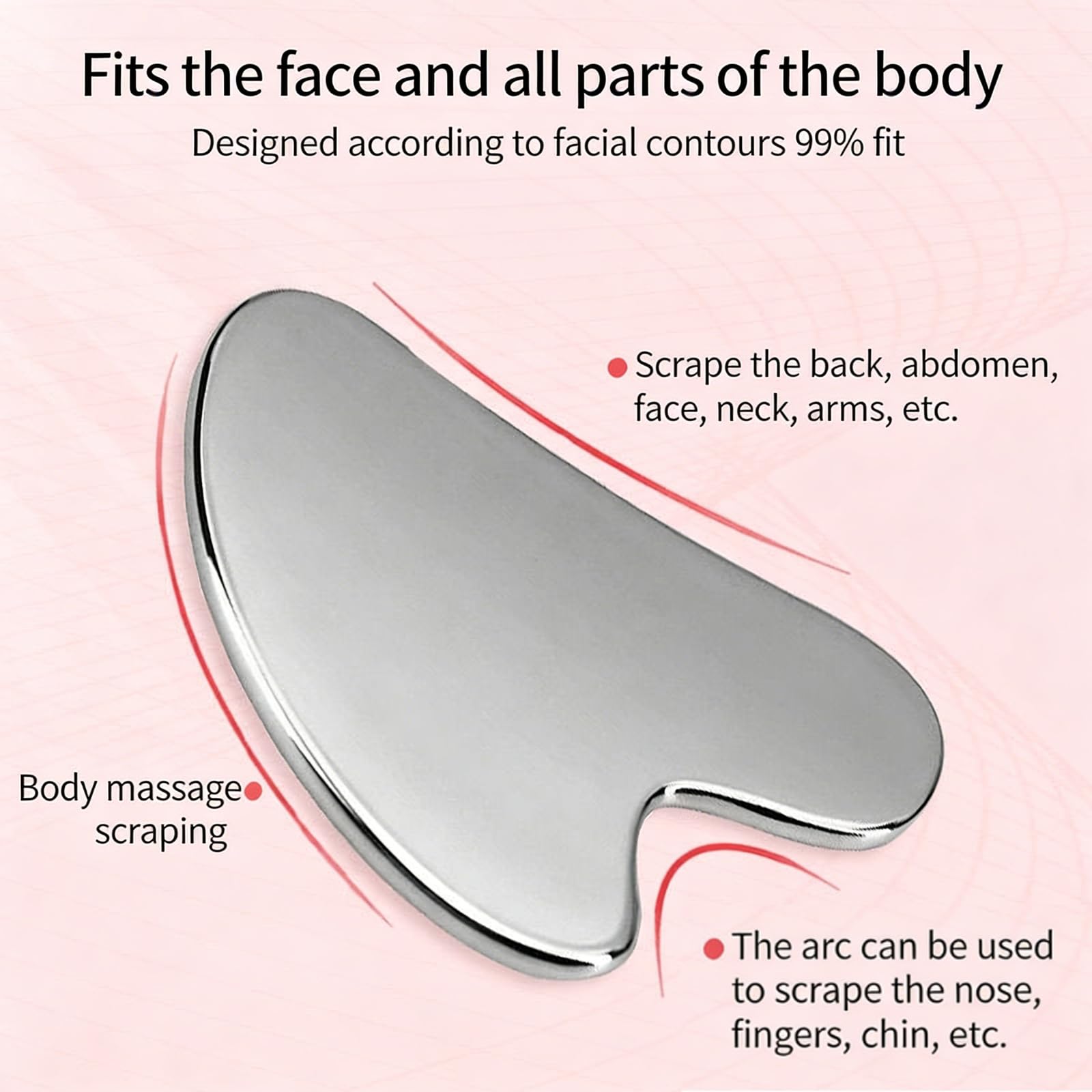 Gua Sha Edelstahl Edelstahl Gua Sha Stein Guasha Scraping Massage Tool 4er-Pack mit Aufbewahrungstasche Hautpflege-Geschenk für Gesicht Augen Hals Körper