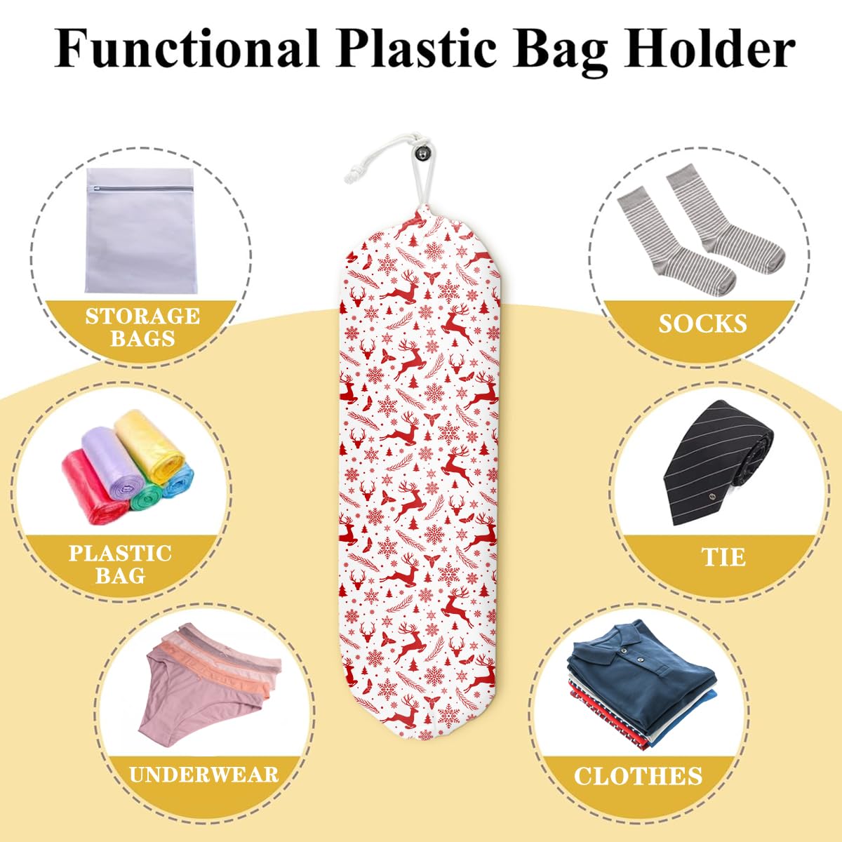 2 soportes de plástico rojo para bolsas de comestibles de Navidad y dispensador, organizador de bolsas de basura, almacenamiento para cocina, hogar, regalos de inauguración de la casa, para mujeres,