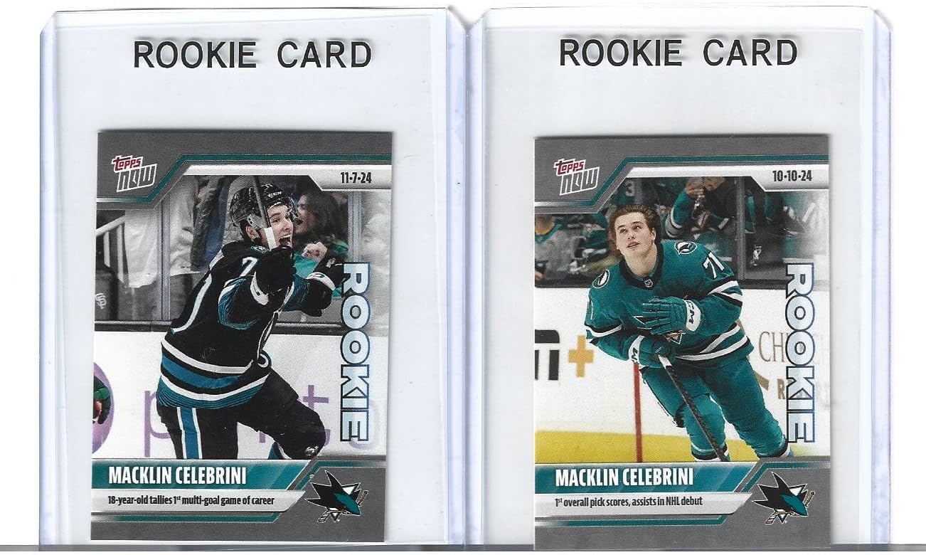 2024 Macklin Celebrini Hockey Sticker Rookie 2 Card Lot Sharks #1 Draft Pick Future Superstar. You Will Receive both cards