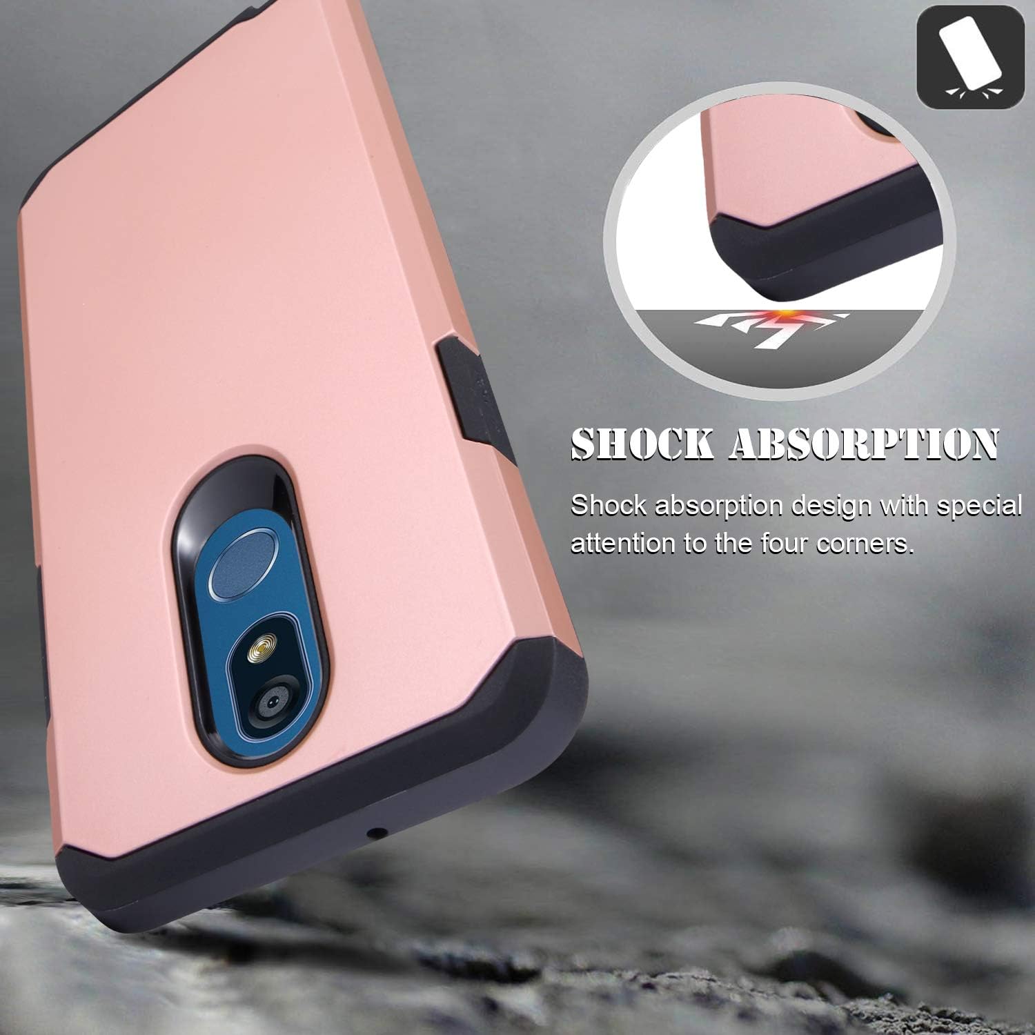 STARSHOP Compatible For -LG Stylo 5 Case, [Not Fit Stylo 4 / Stylo 6] with [Tempered Glass Screen Protector Included], Shock Absorption Impact Advanced Protective Phone Cover - Rose Gold