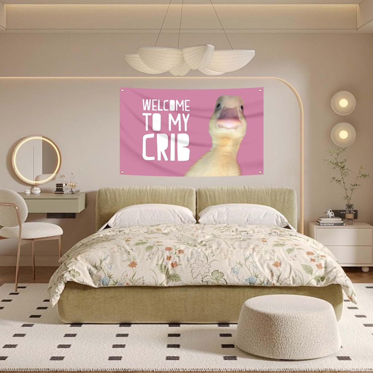 Welcome to My Crib Flag Hip Hop Sunglasses Dizzy Duck Funny Banner For Room Durable Man Cave Wall With Brass Grommets For College Dorm Room Decor (D12) - Image 4