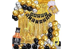 Deluxe Men's Birthday Party Decorations in Black and Gold