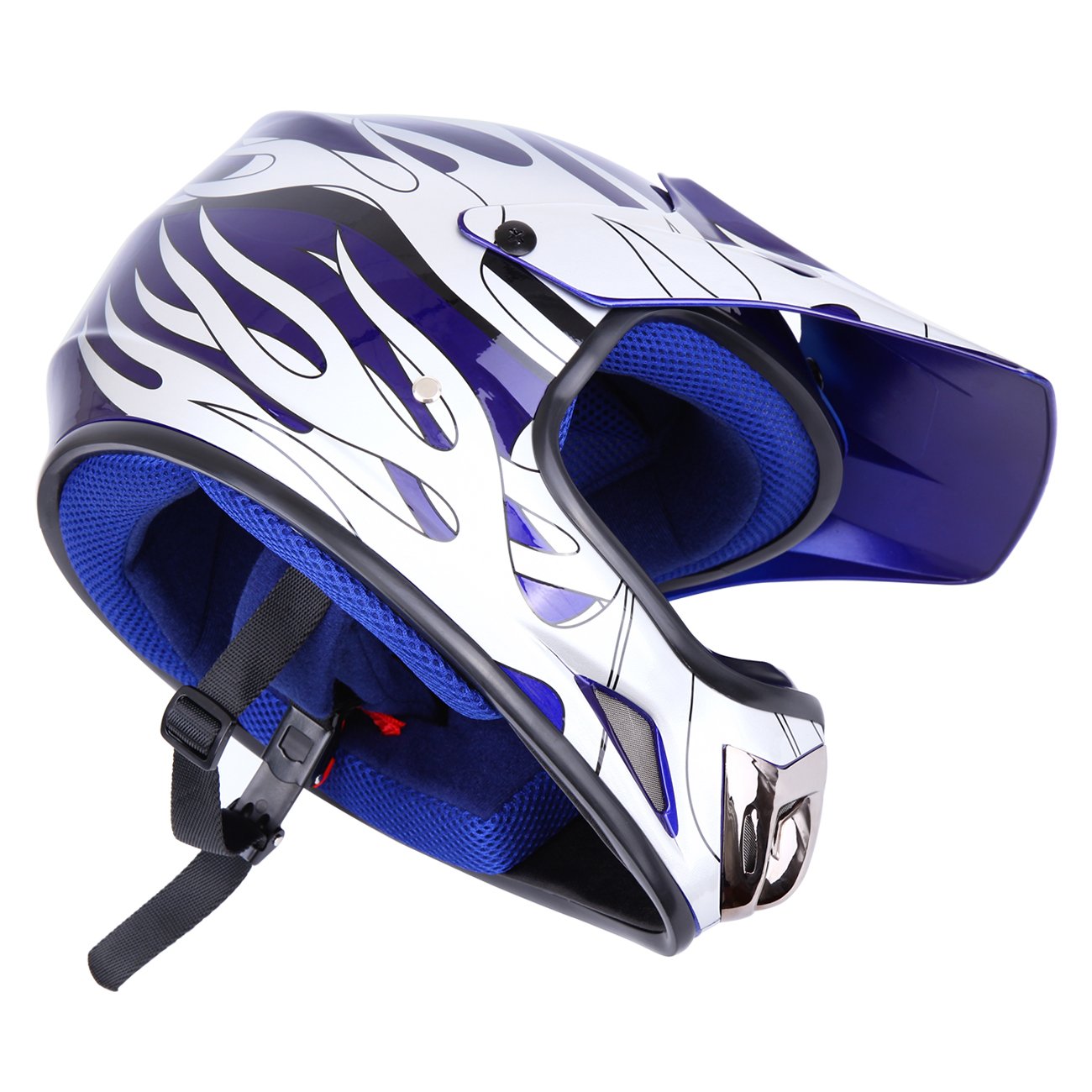 Samger DOT Youth Niños Fuera del Casco de Motocross Dirt Bike Casco con Guantes Gafas (Azul,L)