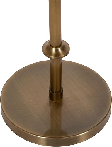 Miniatura 9 de Kate and Laurel Engles Mesa auxiliar tradicional de altura ajustable con pedestal 14 x 14 x 30 latón antiguo soporte redondo vintage de metal para