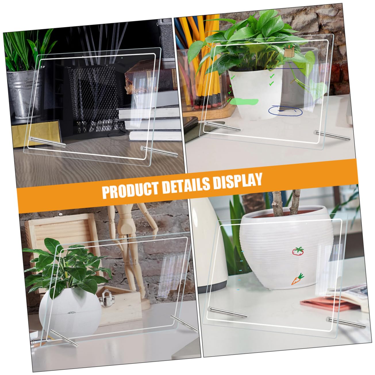 Abwischbare Notiztafel für Schreibtisch aus Acryl, 2 Stück