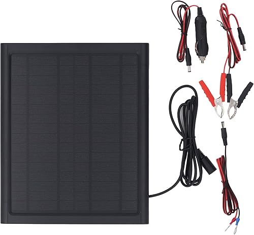 Solar Panel Charger 6W 16V, Portable Solar Battery Maintainer Kit, High Efficiency Intelligent Guard System, Robust Construction for Car,