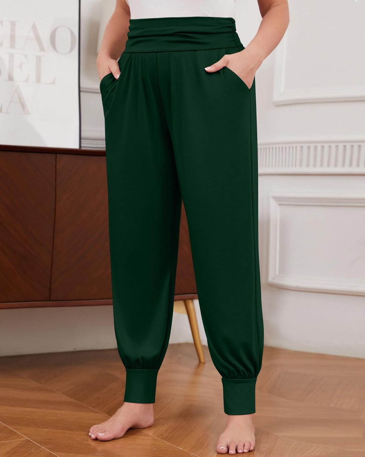 2 Pack Womens Plus Size Yoga Joggers, Loose Workout Sweatpants Comfy Lounge Pants with Pockets Casual Pajama Pants - Image 6