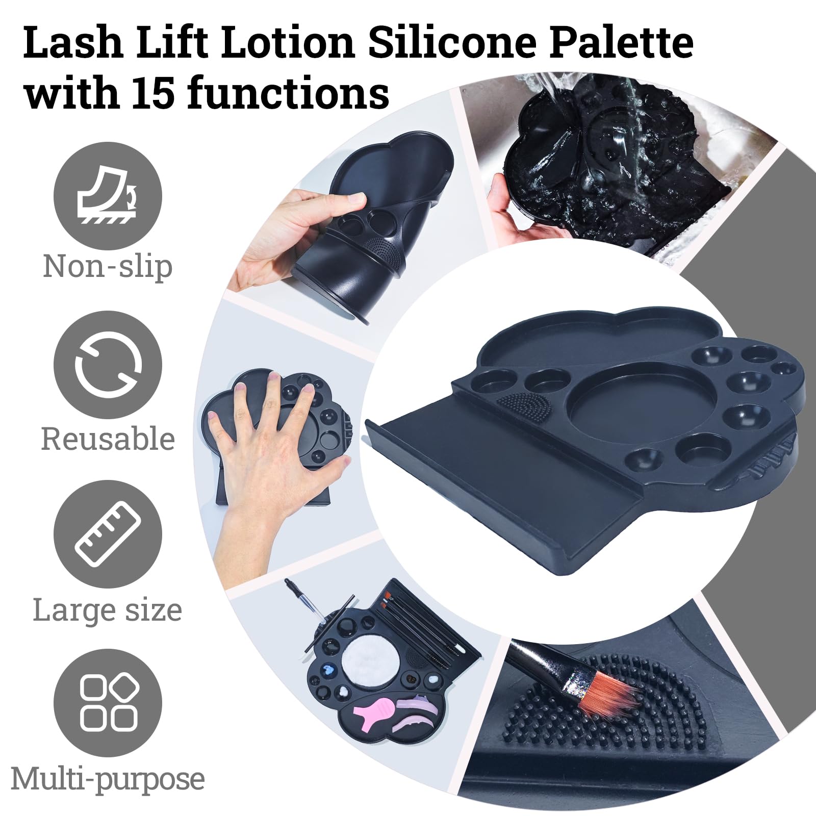 Libeauty Silikon Palette für Wimpernlifting, Tönungscreme Palette Silikon, Wimpernlifting Zubehör, Lash Lifting Tool, 15 Funktion, für Den Salon und Heimgebrauch