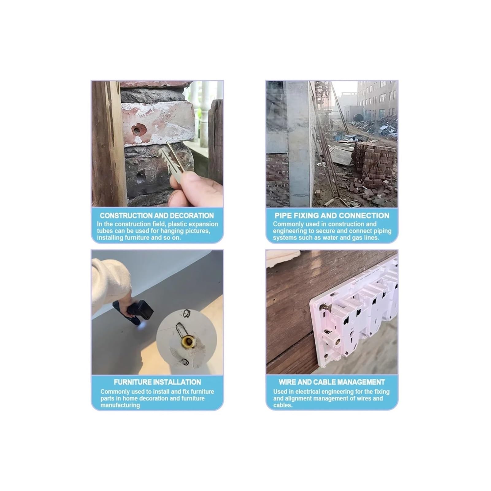 Tubo de expansión de plástico, tapones de pared, anclajes de pared de tubo de expansión de plástico para tornillos autorroscantes M5-M14 25-75 mm, 30 piezas (100 unidades, M12 x 60)