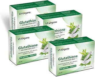 LA Organo Glutathione Neem & Tulsi Skin Whitening Soap for Skin Lightening & Brightening, Dark Spot and Dead Skin Cell Removal, Fairness Soap - All Skin Type (Pack of 4)