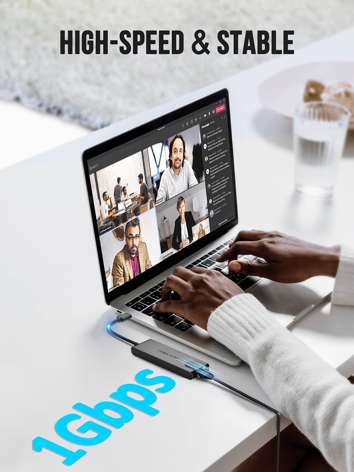 Lemorele Hub USB C con Gigabit, adattatore USB C 5 in 1 a RJ45 Ethernet 1000Mbps, 4K HDMI, 2 USB 3.0, 100W PD, per SteamDeck, MacBook Pro/Air, iPad, ChromeBook Pixel, Matebook, PC Tablet Type-C