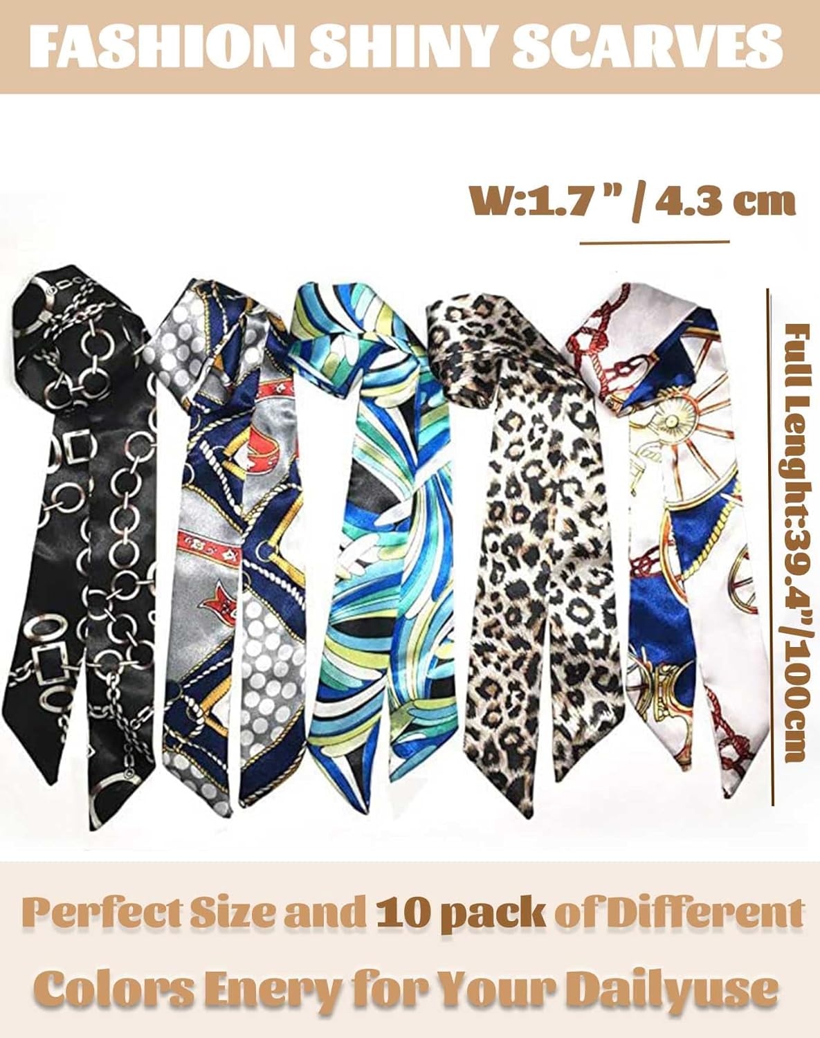 kcctoo 2/6/10Pack Scarf Bags for Women Handbag Scarfs Band Hair Neck Scarves Fashion Gifts - Image 3