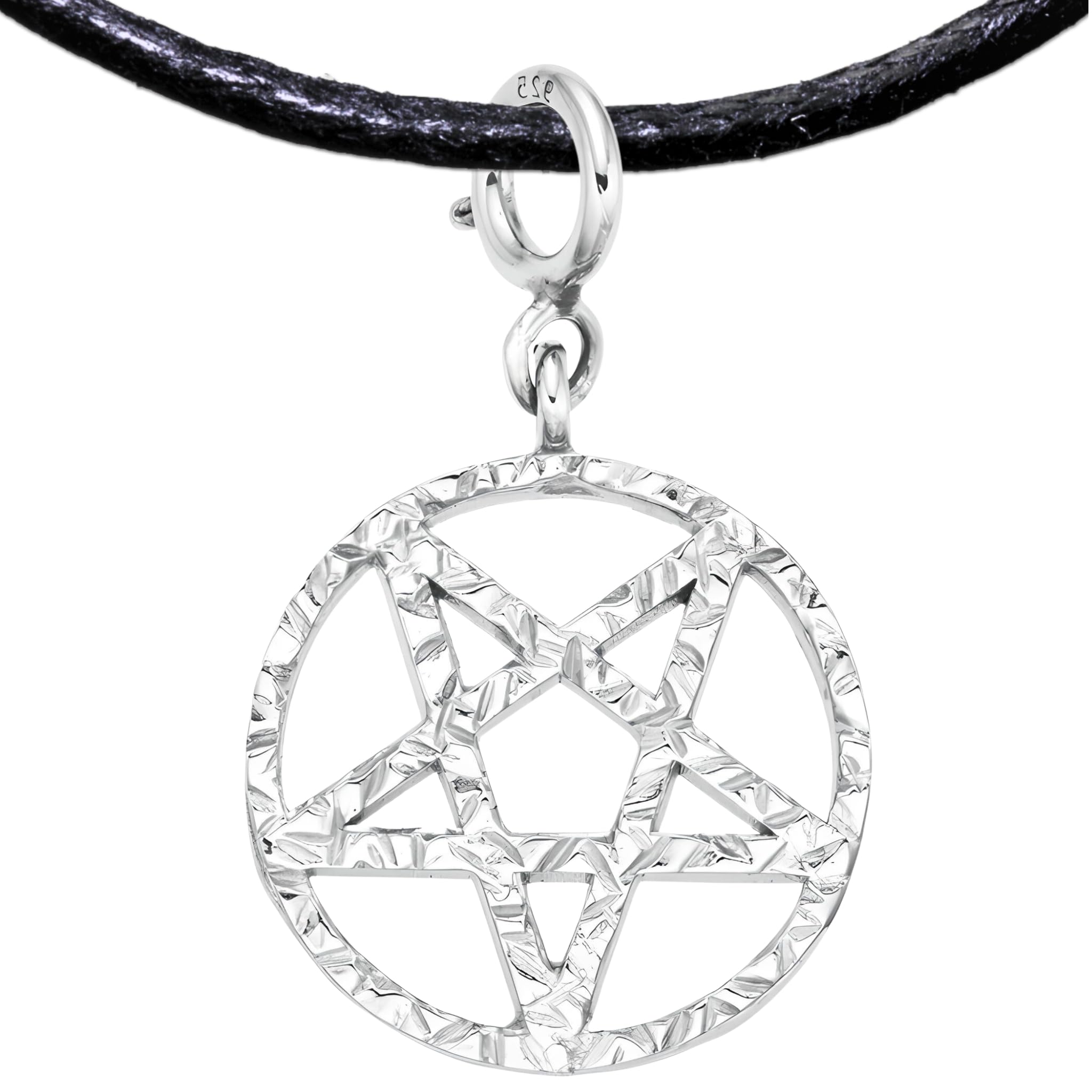 Inverted Baphomet Pentagram Necklace Satanic Pendant, Upside-Down Baphomet Star Charm, Reverse Baphomet Pentacle, Inverted Five-Pointed Star (925 Sterling Silver + Platin Plated, Revert Star Pentagon)