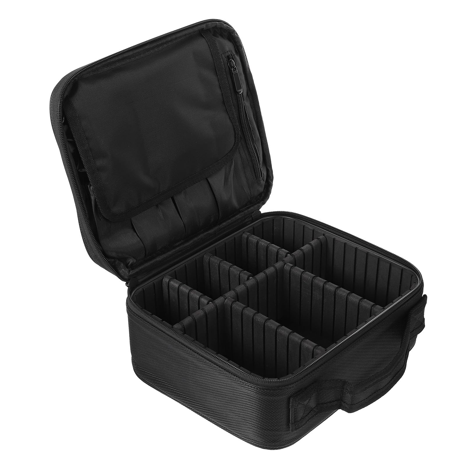 ifundom Neceser de Maquillaje Portátil Negro, Bolsa de Cosméticos Multiusos Asa, Organizador de Viaje Compacto para Artículos de Aseo y Maquillaje, Adecuado para Viajes y Almacenamiento