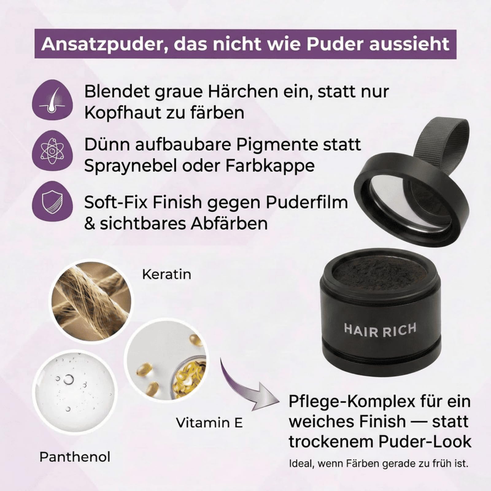 Watch Me Out Haarkaschierer,Haaransatz Concealer Puder,Wasserdicht Schweißfest Haarverdichtungspuder,Natürliches Haar Make-up zum Kaschieren von lichten Haaren,Schont Das Haar