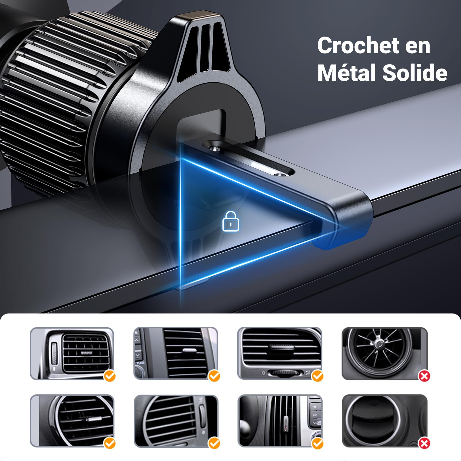 UGREEN Support Téléphone Voiture Gravité Ventilation Porte Smartphone Automobile Grille Aération Socle Portable Auto Compatible avec iPhone 17 Pro Max Air 16 15 14 Galaxy S25 Ultra S24