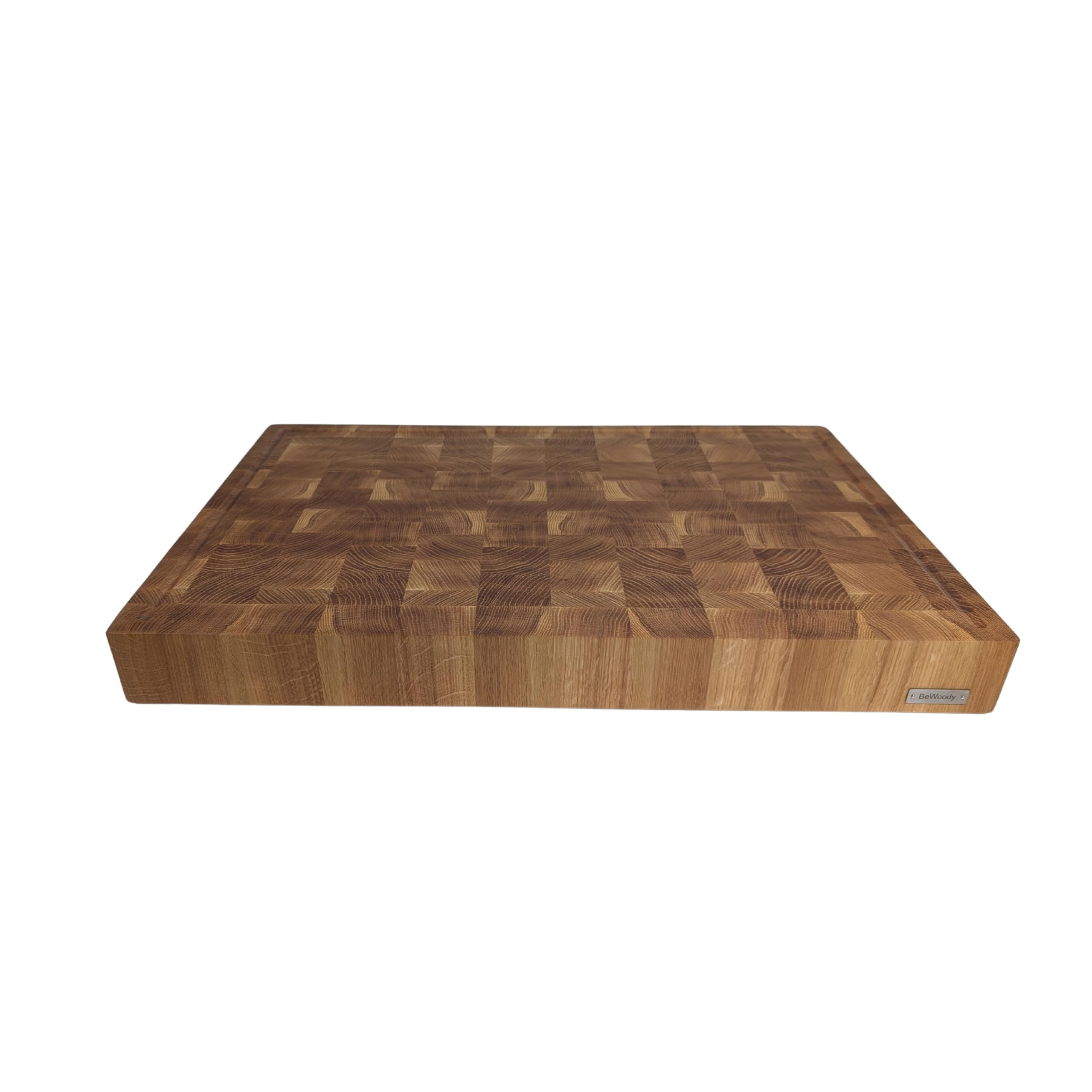 Hackblock Premium Stirnholz XXXL EXTRA Groß Brett Eiche 60x40x6 cm – Tranchierbrett aus Eichenholz, mit Saftrillen, Rutschfeste Füße, Langlebiges Küchenbrett, Stirnholzbrett, Holzbrett