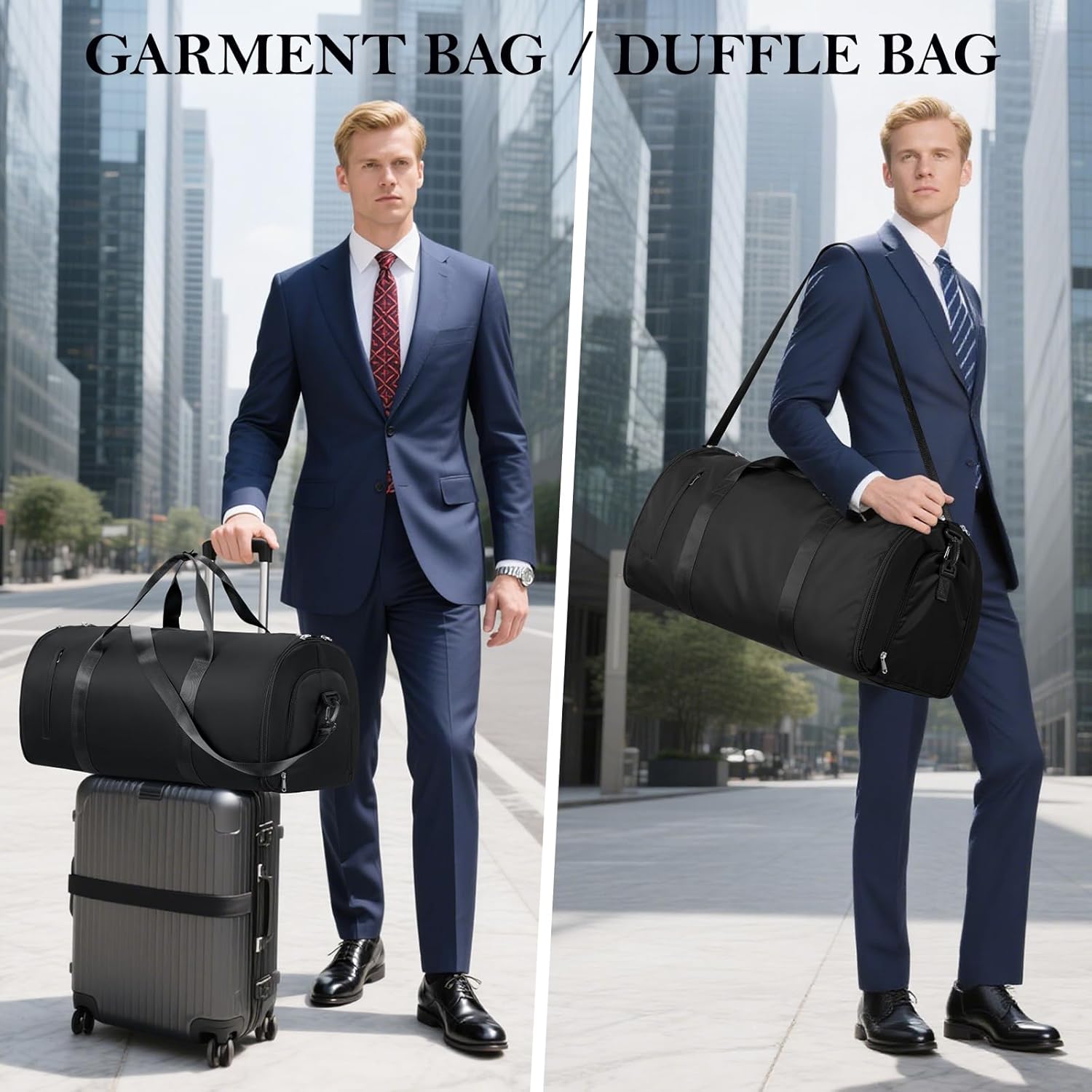 Convertible Garment Bags for Travel Carry On Garment Bag For Men Women Foldable Duffle Bag For Travel,2 in 1 Hanging Suitcase Suit Travel Bags (Black) - Image 7