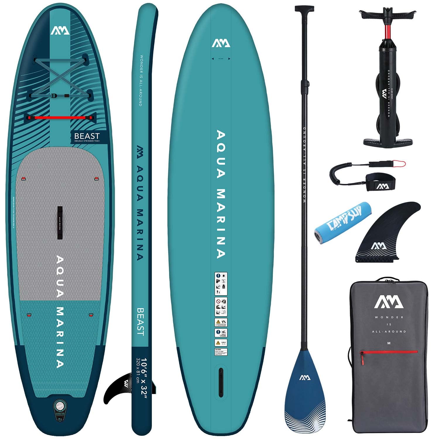 Aqua Marina Beast 10'6" – Tabla de surf hinchable todoterreno para principiantes, juego completo – edición limitada azul