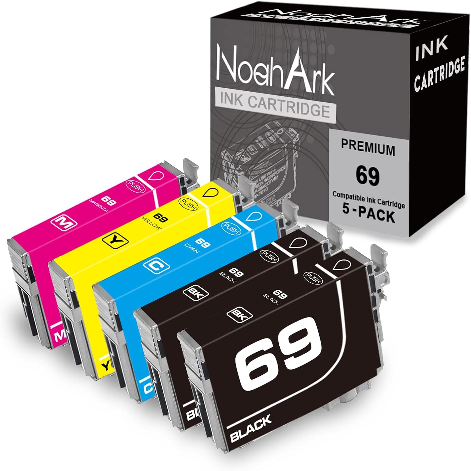NoahArk 5 Packs T069 Remanufactured Ink Cartridge