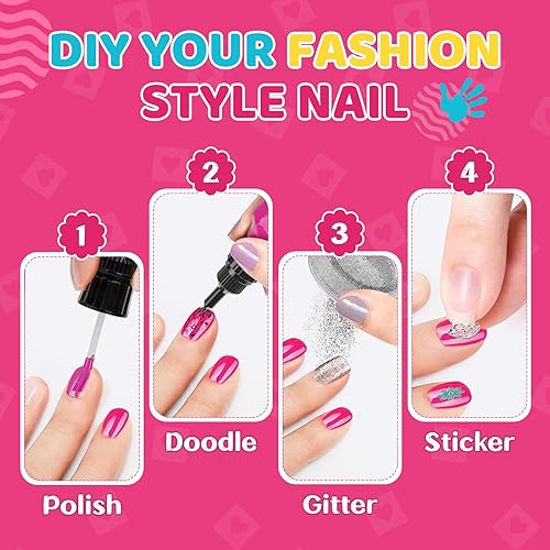 Miniatura 3 de Juego de esmaltes de uñas para niñas, kit de arte de uñas para niñas de 6 a 8 a 12 años, kit de uñas para niñas de 7 a 12 años, juego de uñas para