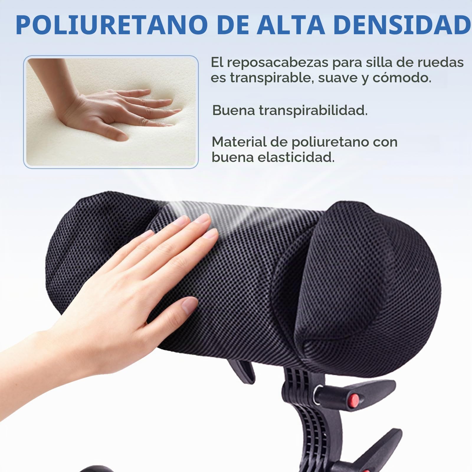 LIROPAU Reposacabezas para silla de ruedas, cojín de apoyo para el cuello de silla de ruedas ajustable y transpirable, cojín de posicionamiento de la cabeza, reposacabezas para silla de ruedas
