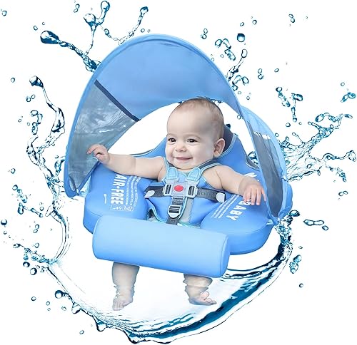 Miniatura 9 de Flotador de piscina para bebé, flotador de natación sólido no inflable, flotador de piscina infantil con toldo y cola, flotador de piscina infantil
