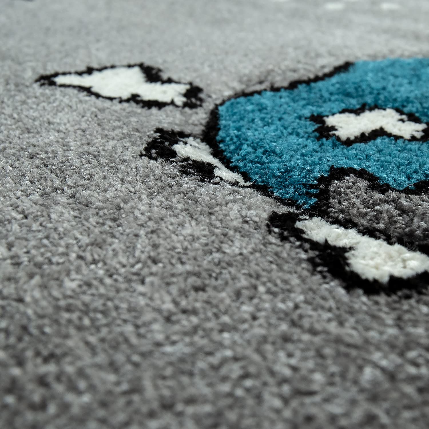 Paco Home Kids Rug Space with Astronauts, Plantes & Rockets in Grey, Size: 5'3