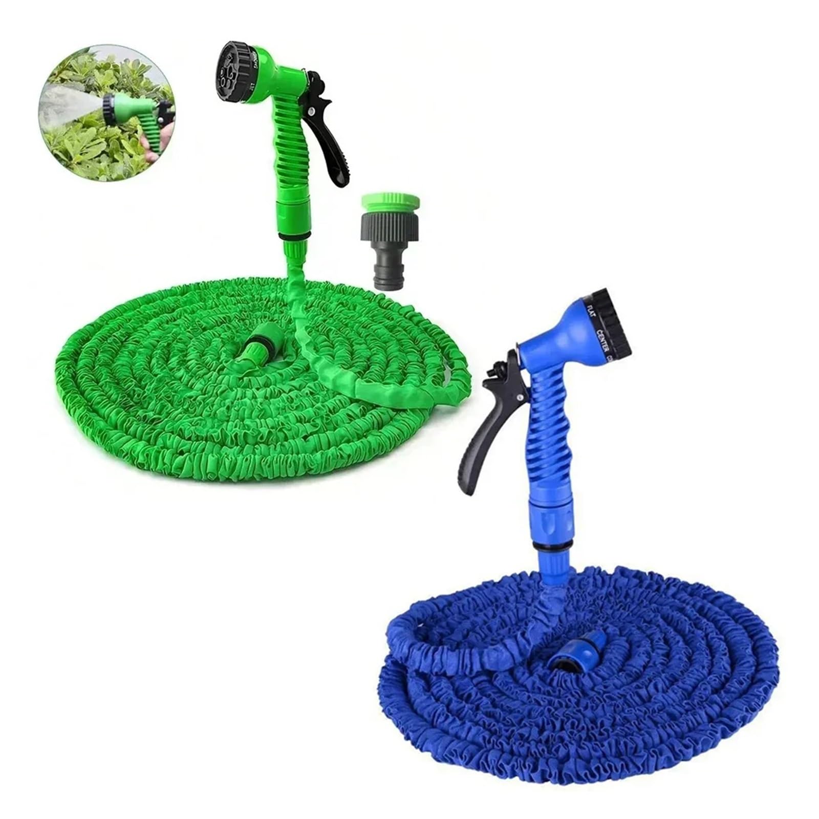 Manguera de jardín Manguera de agua expandible Manguera mágica for lavado de autos a alta presión, funciones de rociado de agua, pistola de agua, manguera de riego for jardín doméstico(Green,75ft)