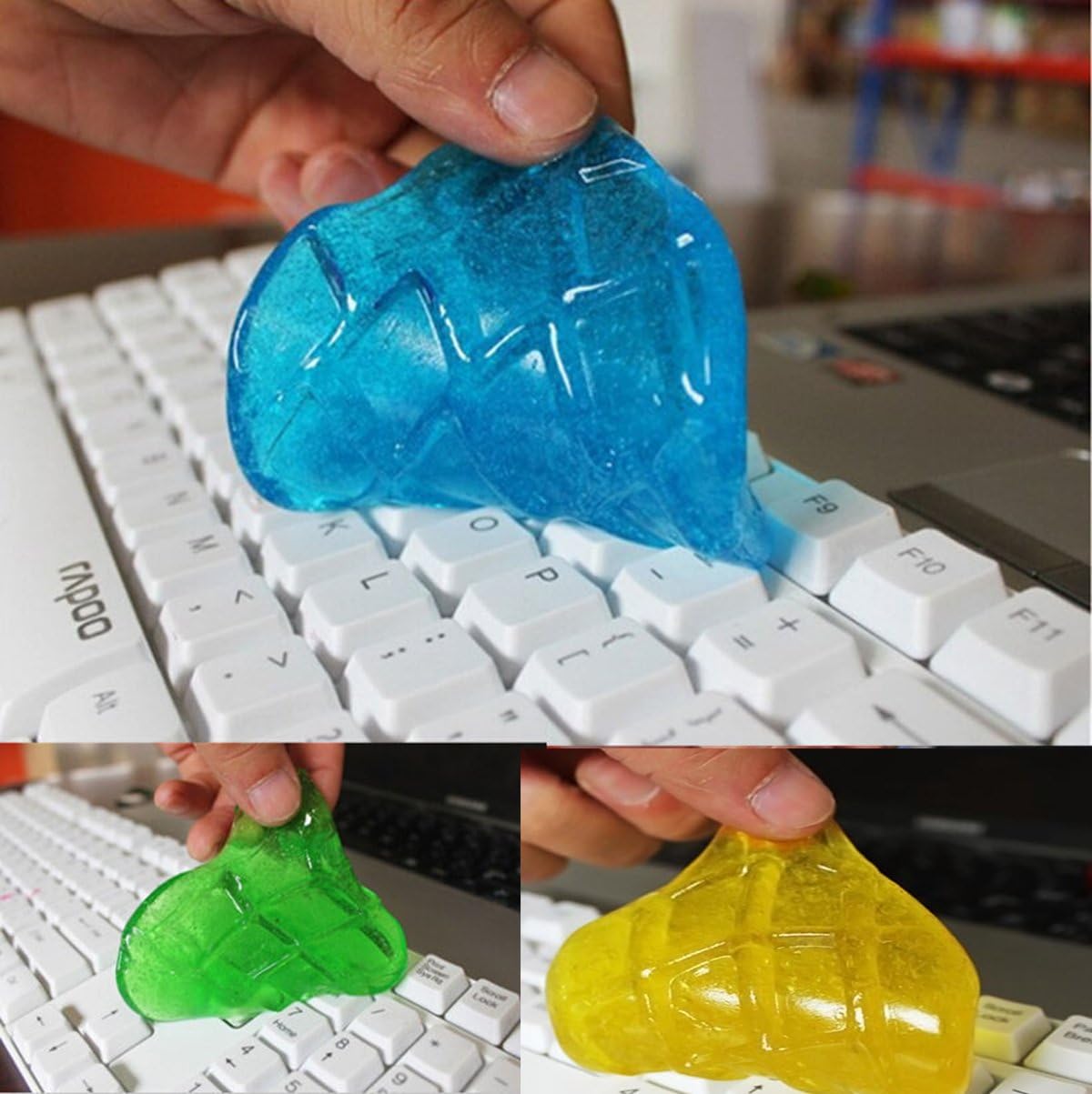 DreamFire Gel Keyboard Cleaner Sticky Super Slimy for Computer Car PC Laptop Keyboard Dust Wiper Mixed Color Pack of 3