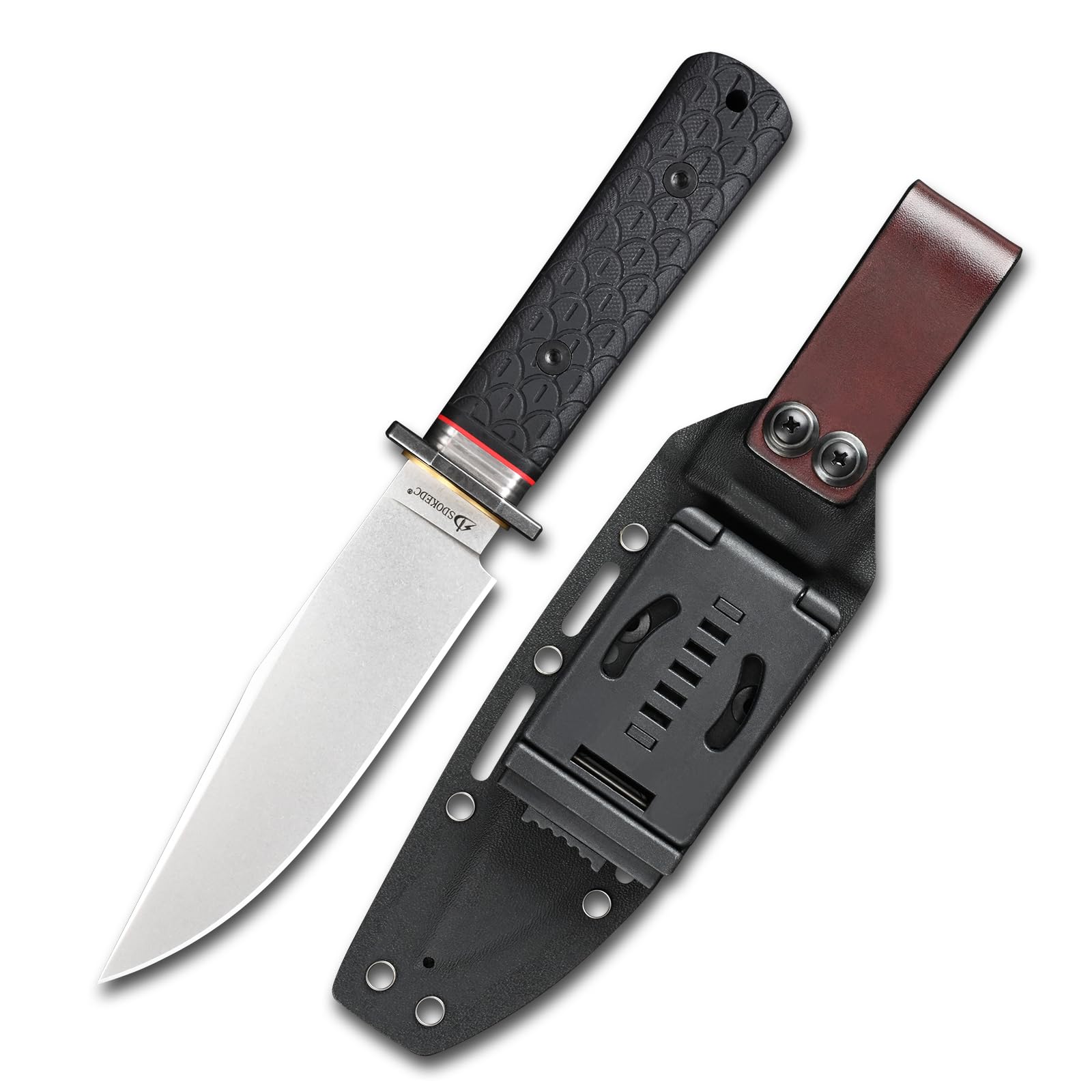 Jagdmesser mit Feststehender Klinge – Outdoor Messer für Männer, EDC, Camping, Angeln & Bushcraft, DC53 Stahl G10 Griff (Weiße Steinwäsche)