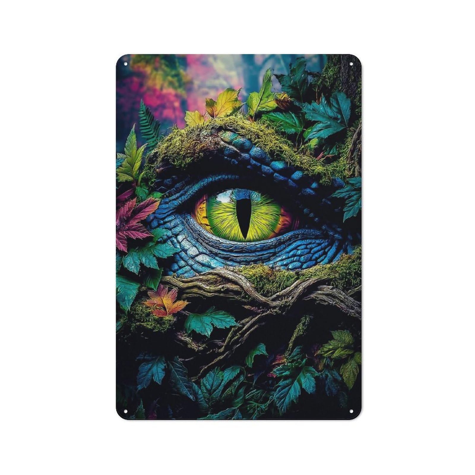 Classic Metal Plaque 30x20cm Featuring Dragon's Eye in The Forest -2, Bistro Wall Plaque for Kitchen, Cafe, Pantry Or Dining Room