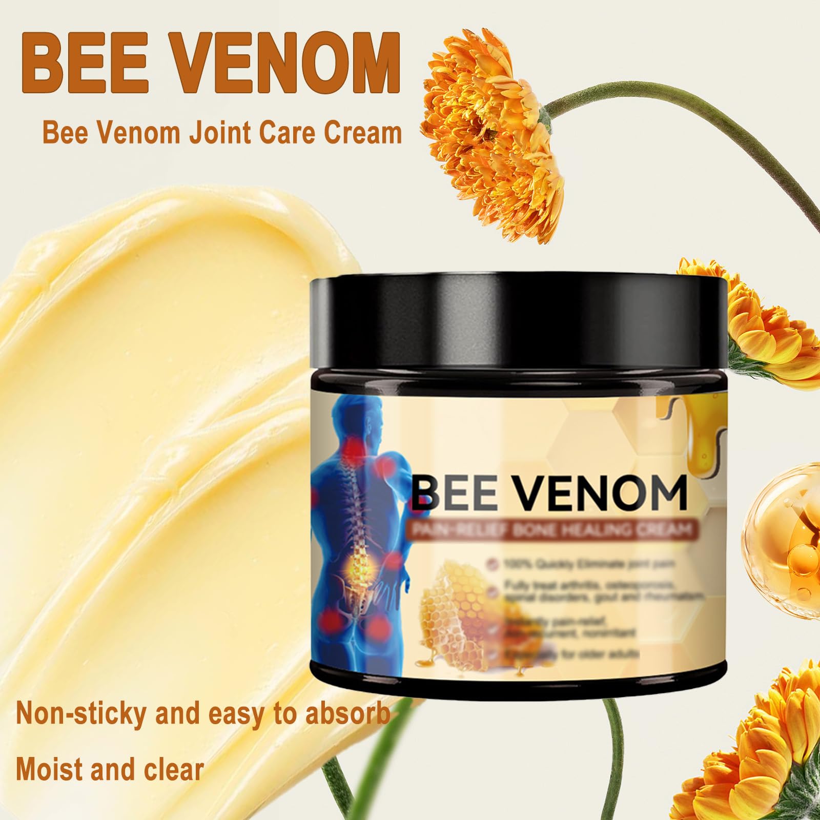 Crema al Veleno D'api, 2 Pcs Crema per Terapia Articolare e Ossea Al Veleno D'api, CremaViso VelenoD'api, Lenisce le Articolazioni
