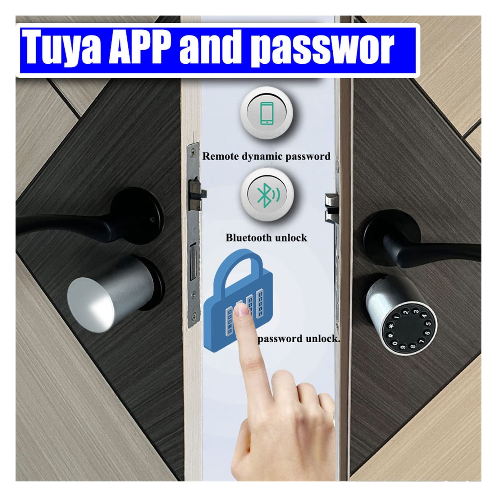 Serratura Smart, Serratura con password di dimensioni variabili Serratura for porta con impronta digitale Serratura for porta intelligente Serratura for porta esterna Serratura elettronica Tuya APP Po