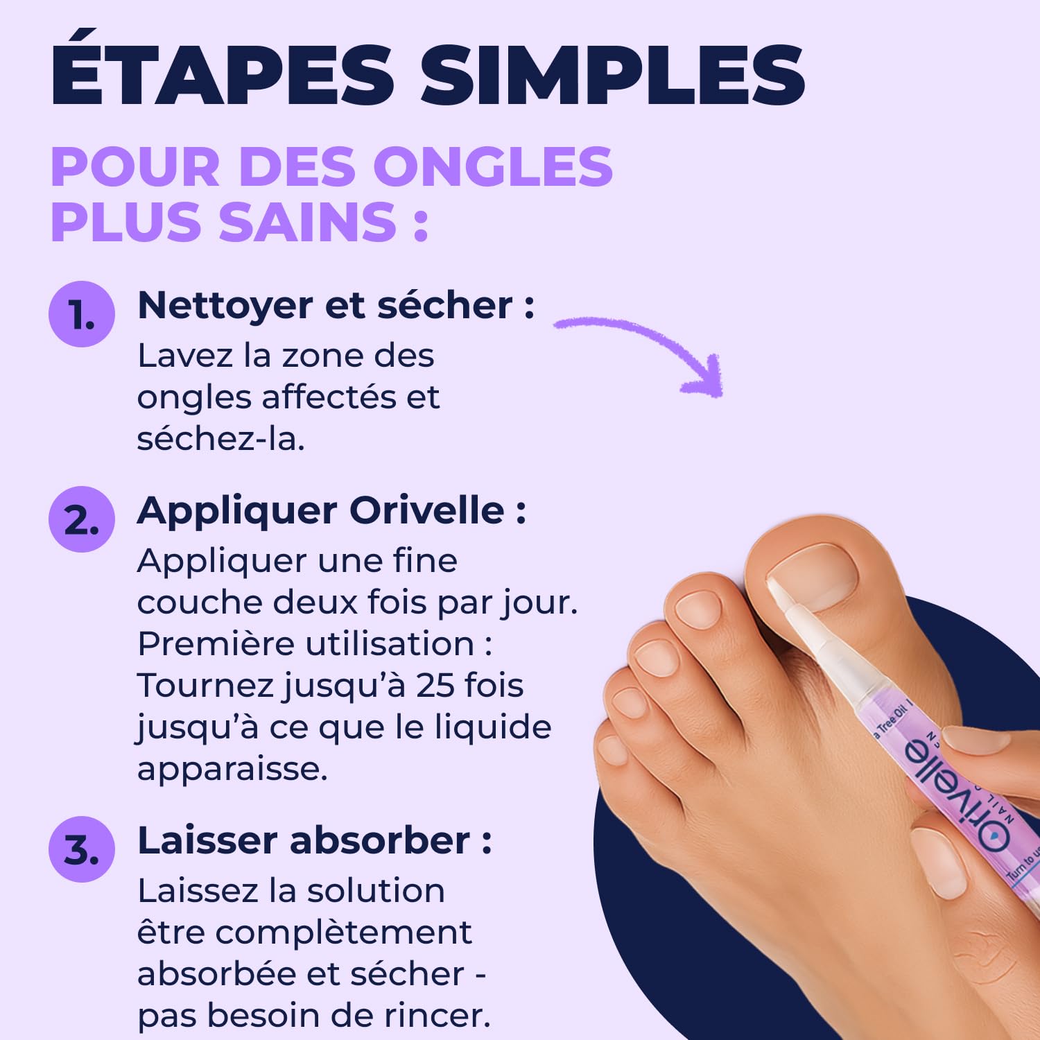 Orivelle Stylo de Soin Cosmétique pour Ongles, Stylo Embellisseur d'Ongles à l'Huile d'Arbre à Thé, Pour Ongles des Mains et des Pieds, Lot de 2