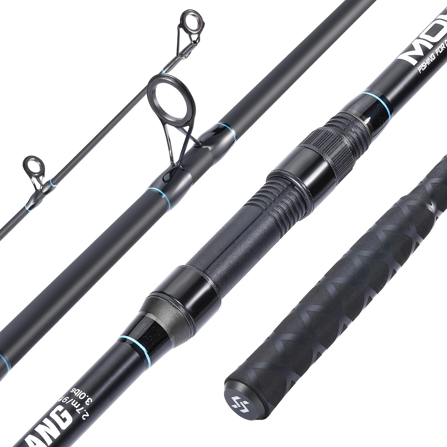 Sougayilang Canne à pêche carpe carbone 3 sections 2,7 m 3,0 m 3,3 m 1,4 kg poignée EVA