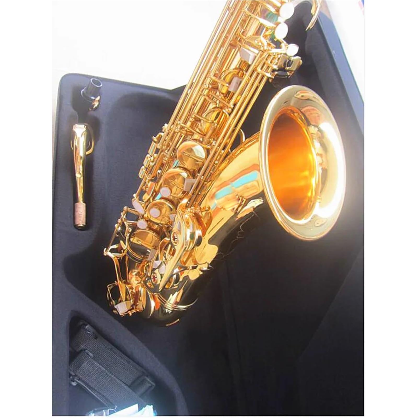 Saksofon Tenorowy Bb Profesjonalny Instrument Dęty Drewniany Korpus Pozłacany Z Futerałem