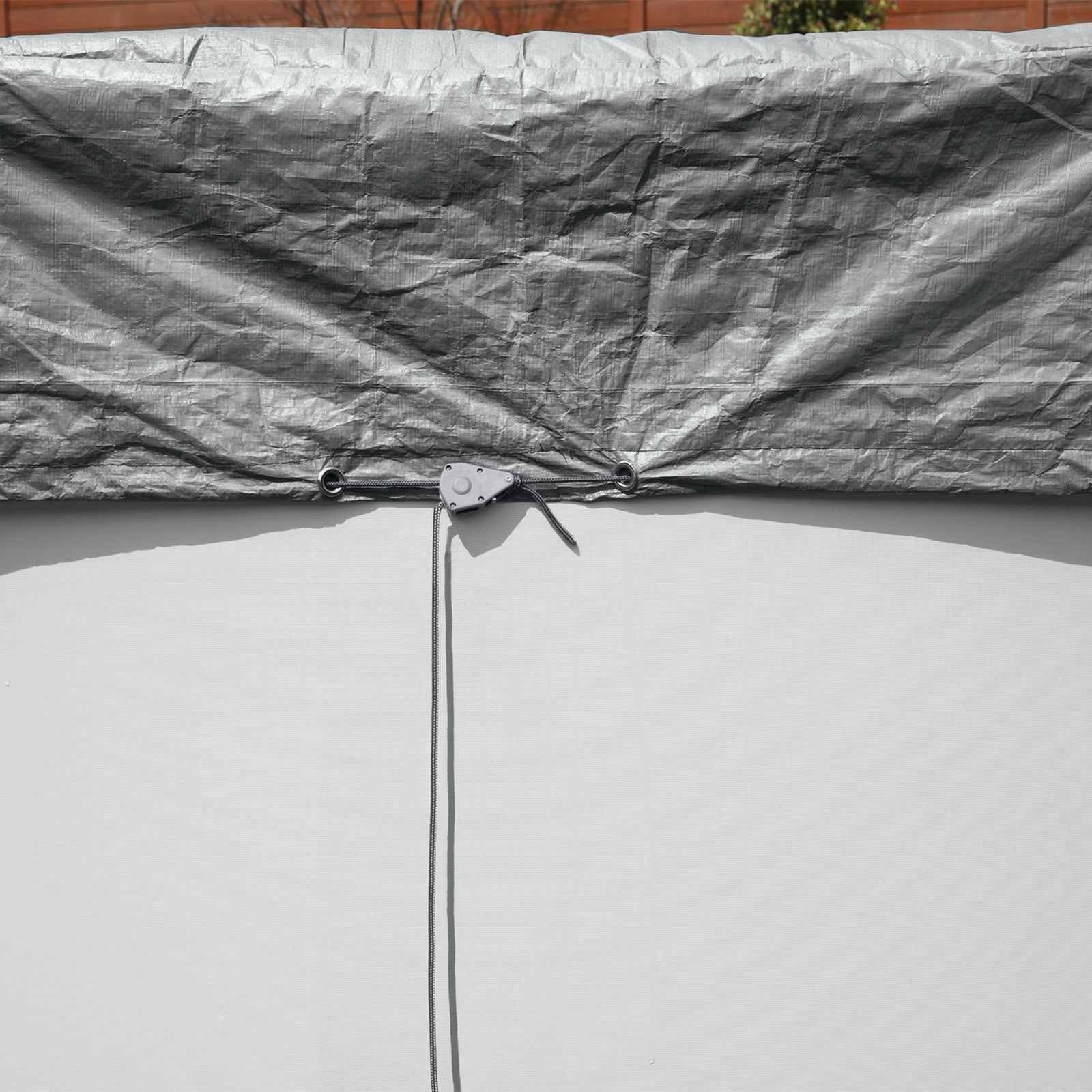 Couverture de Piscine Ronde 6,71 m Polyester Gris Protection extérieure étanchéité Drainage sécurité pour Piscine Steel Pro Max