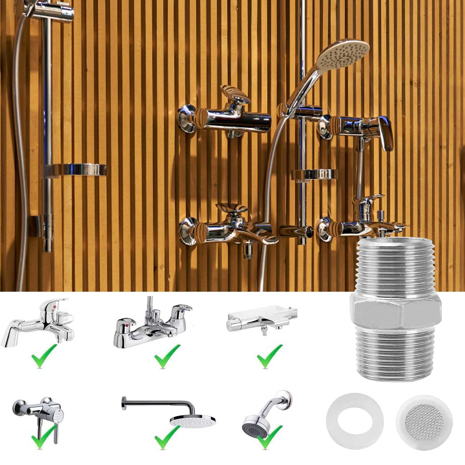 JIYIN Lot De 2 Raccords Doubles En Acier Inoxydable - Adaptateur