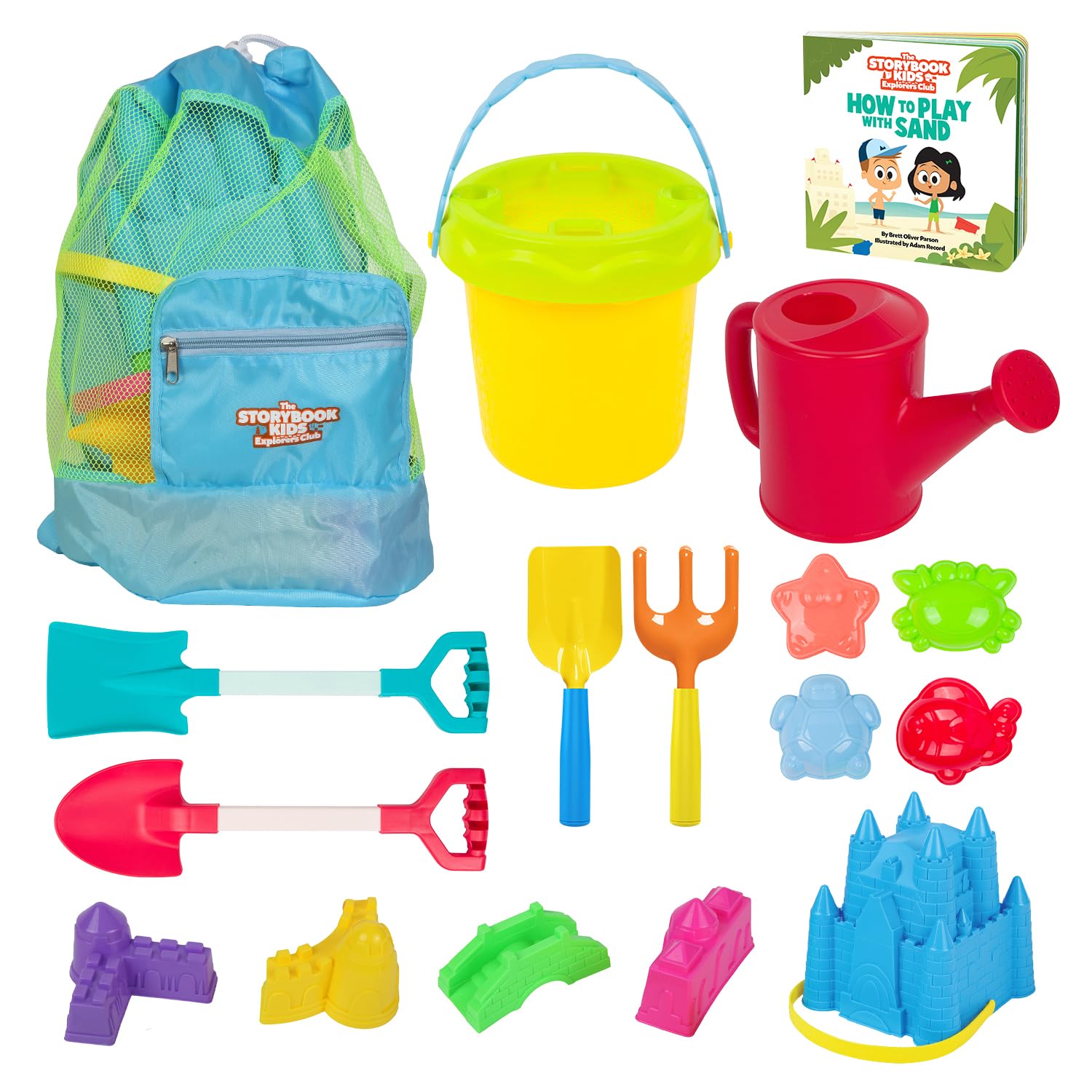 Beach Toys for Kids and Toddlers Ages 3-10 – Durable Sandbox Toy Set, Stronger Mesh Bag, Variety of Sand Toys– Unique Castle Molds, Buckets, Shovels, Better Watering Can