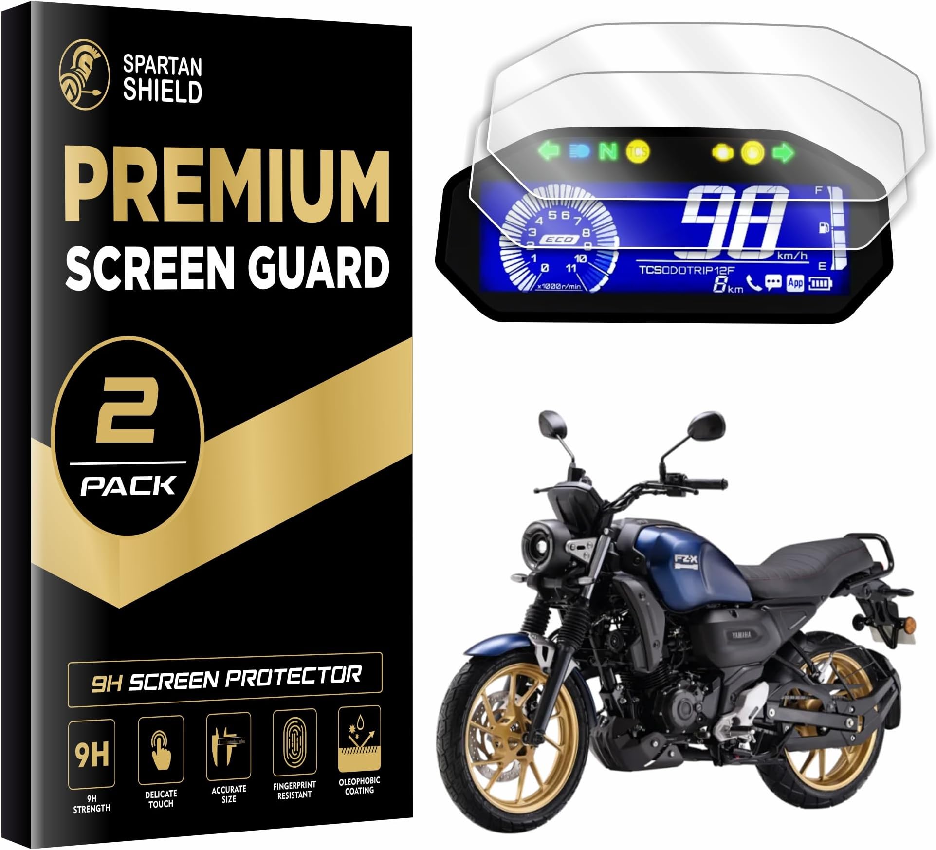 Spartan Shield (2 Pack) Speedometer PET Screen Guard Protector Compatible For Yamaha FZ X Bike - Anti Glare, Scratch Resistant, 0.3 MM Thickness, Digital Meter Display for FZ X Accessories